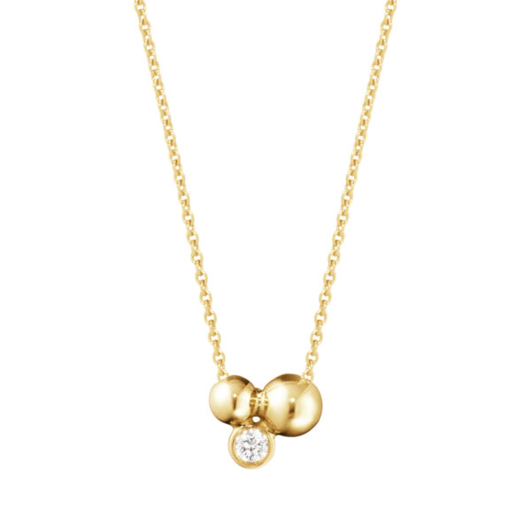Georg Jensen Moonlight Grapes Pendant Necklace in 18 KT Yellow Gold With Diamonds 0.07 CT | Kneen & Co