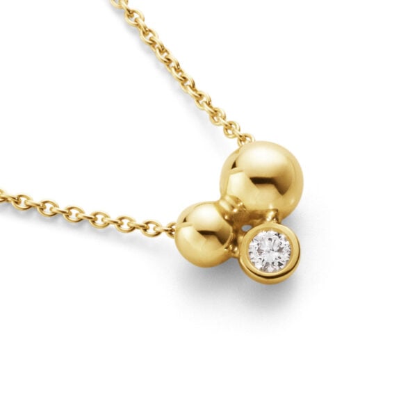 Georg Jensen Moonlight Grapes Pendant Necklace in 18 KT Yellow Gold With Diamonds 0.07 CT | Kneen & Co