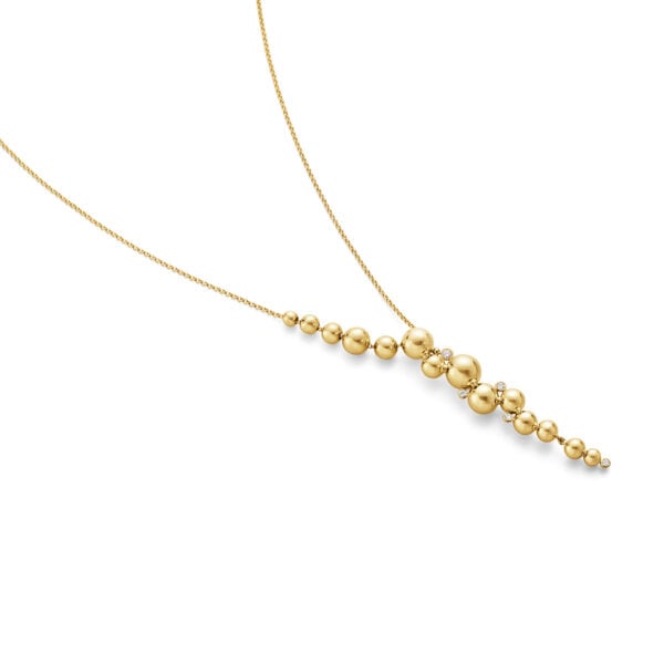 Georg Jensen Moonlight Grapes Pendant Necklace in 18 KT Yellow Gold With Diamonds 0.12 CT | Kneen & Co