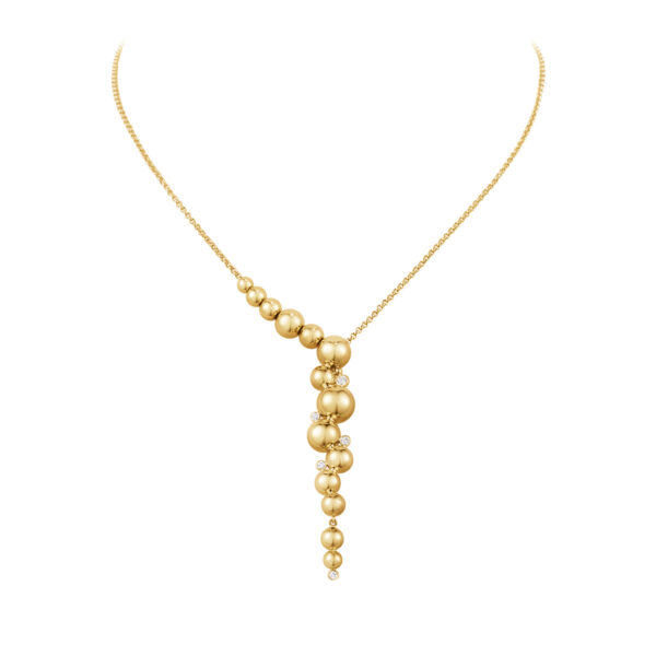 Georg Jensen Moonlight Grapes Pendant Necklace in 18 KT Yellow Gold With Diamonds 0.12 CT | Kneen & Co