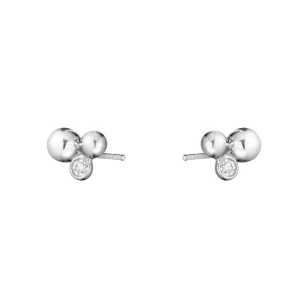 Georg Jensen Moonlight Grapes Earrings in Sterling Silver With Diamonds 0.07 CT | Kneen & Co