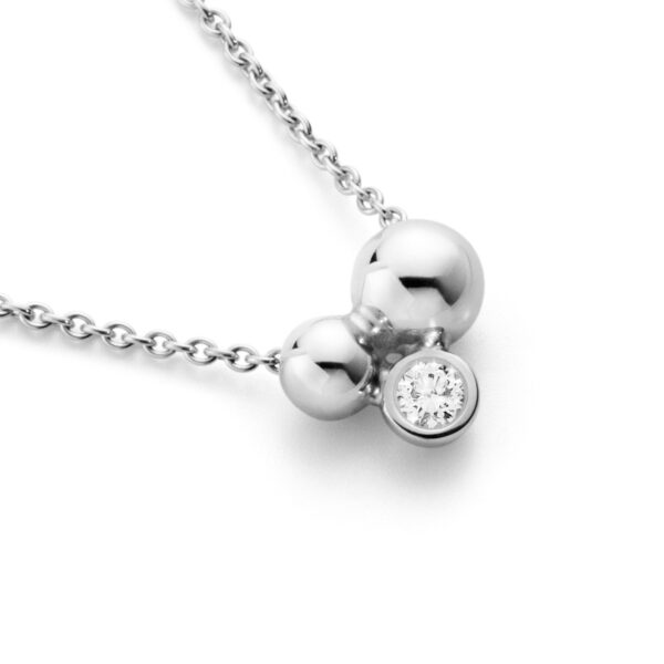 Georg Jensen Moonlight Grapes Pendant Necklace in Rhodium Plated Sterling Silver With Diamonds 0.07 CT | Kneen & Co