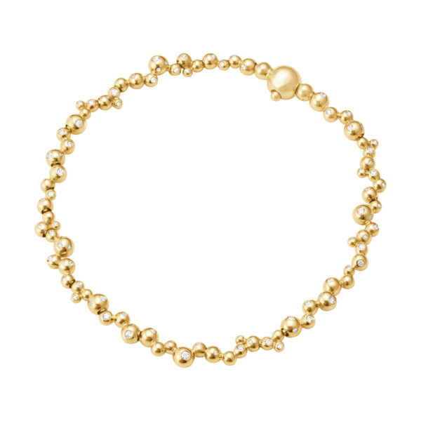Georg Jensen Moonlight Grapes Slim Bracelet in 18 KY Yellow Gold With Diamonds | Kneen & Co