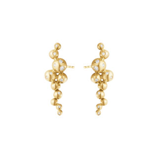 Georg Jensen Moonlight Grapes Small Earrings in 18 KT Yellow Gold With Diamonds 0.07 CT | Kneen & Co