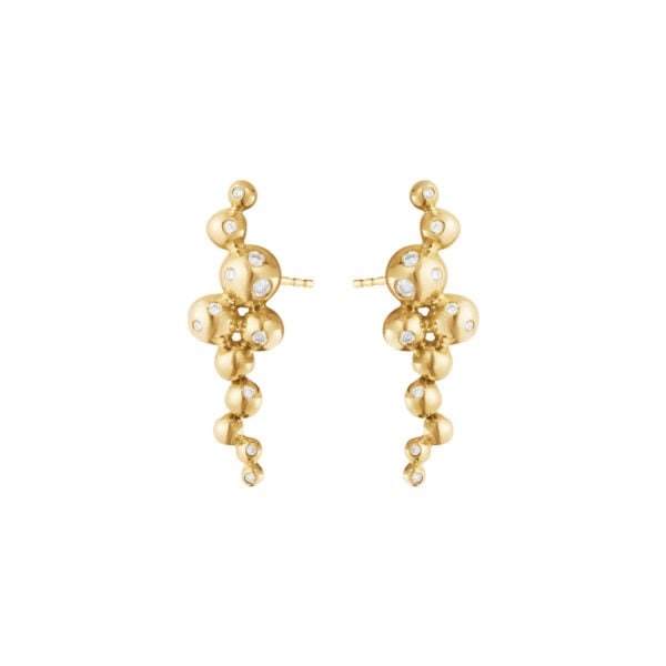 Georg Jensen Moonlight Grapes Small Earrings in 18 KT Yellow Gold With Diamonds 0.07 CT | Kneen & Co