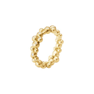 Georg Jensen Moonlight Grapes Band Ring in 18 KT Yellow Gold With Diamonds 0.17 CT | Kneen & Co