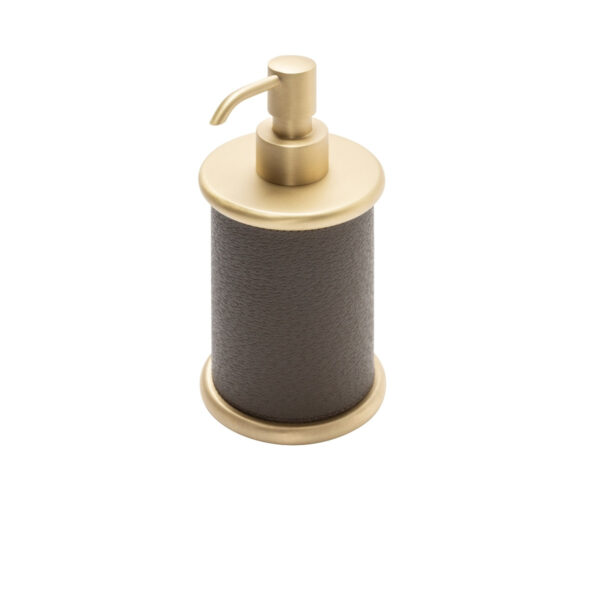 HA597_Ravello_soap_dispenser_brass_B96clay_CUTOUT01-1200x1200-100kb Giobagnara Ravello Leather Soap Dispenser