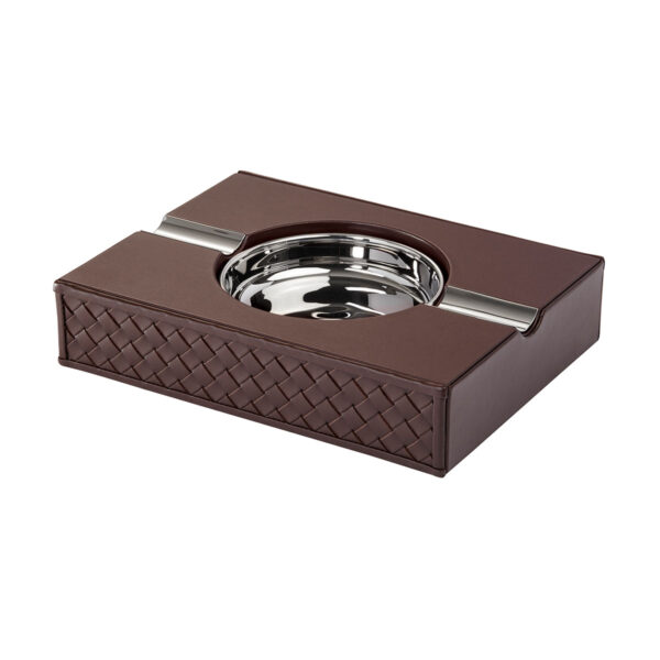 GB-RIVIERE-CA-INT-Zeno-Handwoven-Ashtray-MOKA-CUTOUT01-1200x1200-100KB Riviere Zeno Leather Ashtray | Kneen & Co