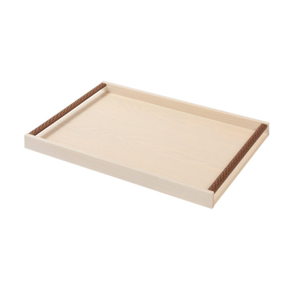 GB-RIVIERE-GV5-P-Dama-Tray-wHandwoven-LeatherHandles-RectangularLG-RV08Siena-Ashwood-CUTOUT01-1200x1200-100KB Riviere Dama Wood Tray | Kneen & Co