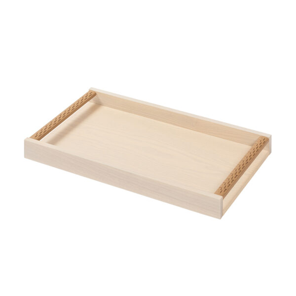 GB-RIVIERE-GV7-P-Dama-Tray-wHandwoven-LeatherHandles-RectangularSM-RV42Cappuccino-Ashwood-CUTOUT01-1200x1200-100KB Riviere Dama Wood Tray | Kneen & Co