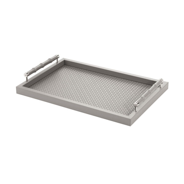 GB-RIVIERE-VG-INT-BP-Lea-Handwoven-RectangularTray-wLeatherCovered-BAMBOO-CHROME-LG-GREY-CUTOUT01-1200x1200-100KB Riviere Lea Leather Tray | Kneen & Co