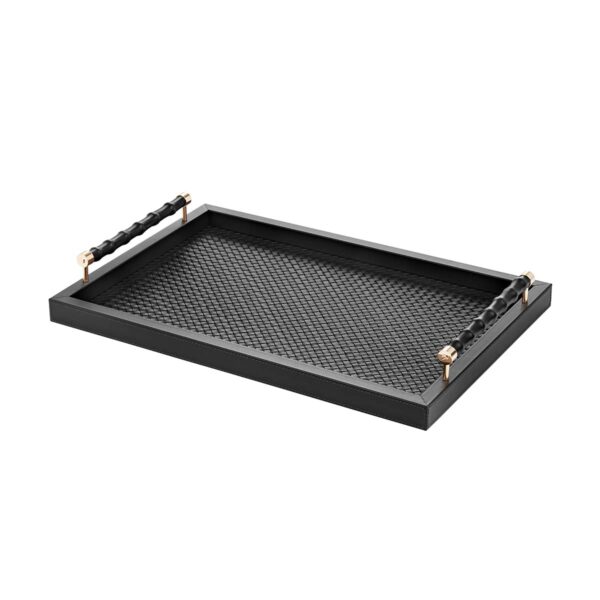 GB-RIVIERE-VG-INT-BP-Lea-Handwoven-RectangularTray-wLeatherCovered-BAMBOO-GOLD-LG-BLK-CUTOUT01-1200x1200-100KB Riviere Lea Leather Tray | Kneen & Co