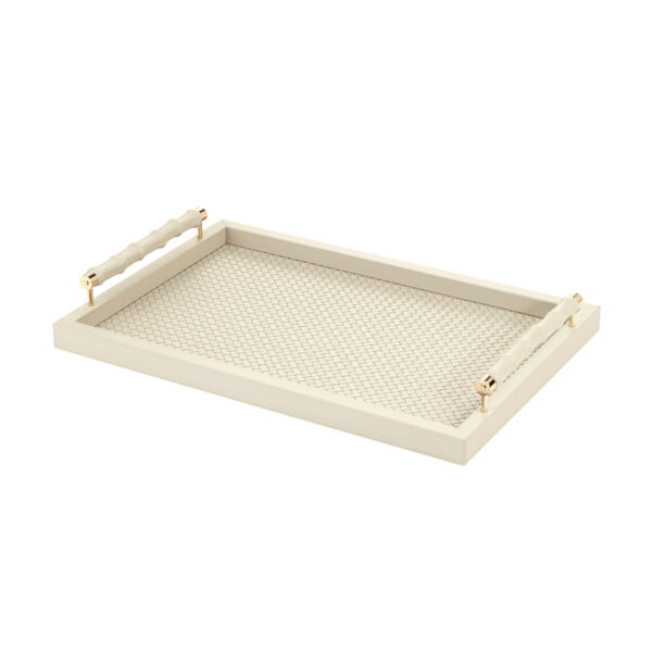 GB-RIVIERE-VG-INT-BP-Lea-Handwoven-RectangularTray-wLeatherCovered-BAMBOO-GOLD-LG-IVORY-CUTOUT01-1200x1200-100KB Riviere Lea Leather Tray | Kneen & Co