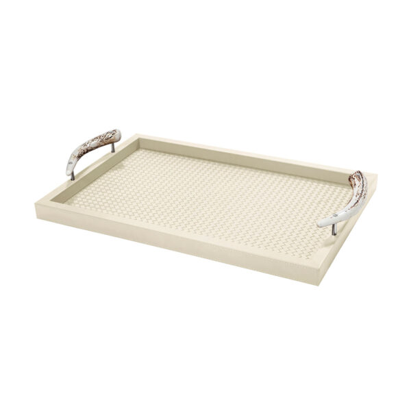 GB-RIVIERE-VG-INT-C-Dafne-Handwoven-RectangularTray-wDEER-HORNHandles-LG-IVORY-CUTOUT01-1200x1200-100KB Riviere Dafne Woven Leather Tray | Kneen & Co