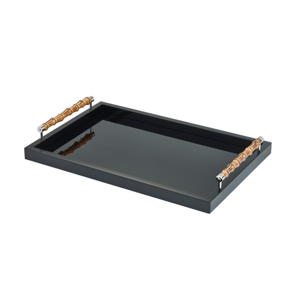 GB-RIVIERE-VGL-B-Frida-Lacquer-RectangularTray-wBamboo-Handles-BLK-LG-CUTOUT01-1200x1200-100KB Riviere Frida Leather Tray | Kneen & Co