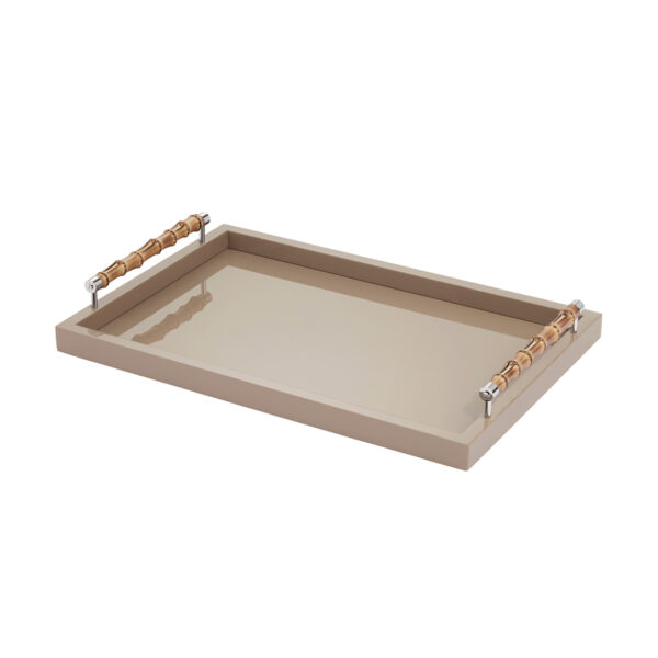 GB-RIVIERE-VGL-B-Frida-Lacquer-RectangularTray-wBamboo-Handles-TAUPE-LG-CUTOUT01-1200x1200-100KB Riviere Frida Leather Tray | Kneen & Co