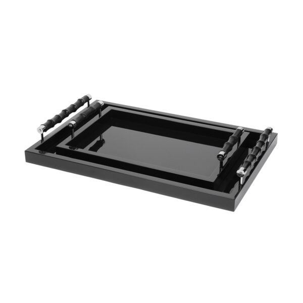 GB-RIVIERE-VGL-BP-VPL-BP-Lea-Lacquer-RectangularTrays-wBamboo-LeatherCovered-Handles-BLK-LG-SM-CHROME-CUTOUT01-1200x1200-100KB Riviere Lea Lacquer Tray | Kneen & Co