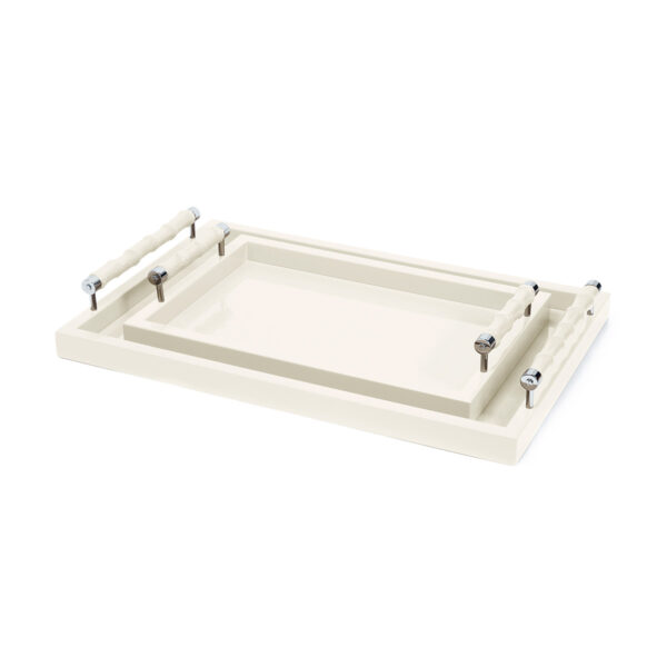 GB-RIVIERE-VGL-BP-VPL-BP-Lea-Lacquer-RectangularTrays-wBamboo-LeatherCovered-Handles-IVORY-LG-SM-CHROME-CUTOUT01-1200x1200-100KB Riviere Lea Lacquer Tray | Kneen & Co