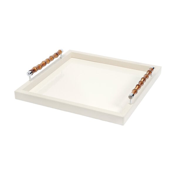 GB-RIVIERE-VGQ-LP-B-Frida-Lacquer-SQRTray-wBamboo-HandlesDetail-CHROME-IVORY-CUTOUT01-1200x1200-100KB Riviere Frida Leather Tray | Kneen & Co