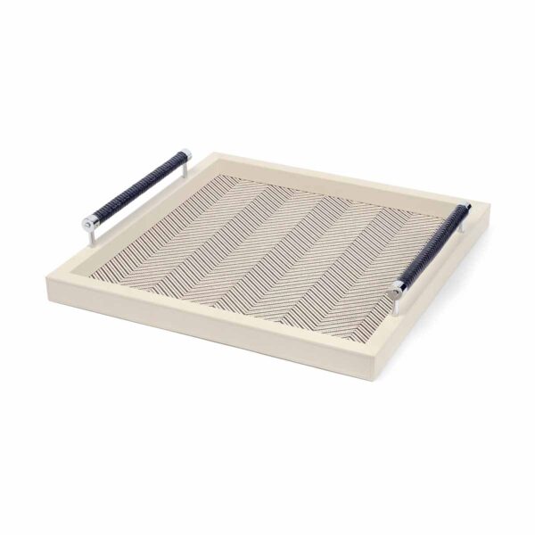 GB-RIVIERE-VGQ-SP-P-Diana-Tray-Square-Herringbone-WaxtedCotton-FrameLeather-wLeather-Handles-BLK-IVORY-CUTOUT01-1200x1200-100KB Riviere Diana Leather Tray | Kneen & Co