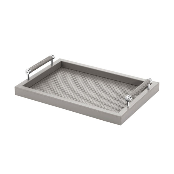 GB-RIVIERE-VP-INT-P-Diana-Handwoven-RectangularTrayDetail-CHROME-SM-GREY-CUTOUT01-1200x1200-100KB Riviere Diana Leather Tray | Kneen & Co