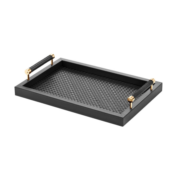 GB-RIVIERE-VP-INT-P-Diana-Handwoven-RectangularTrayDetail-GOLD-SM-BLK-CUTOUT01-1200x1200-100KB Riviere Diana Leather Tray | Kneen & Co