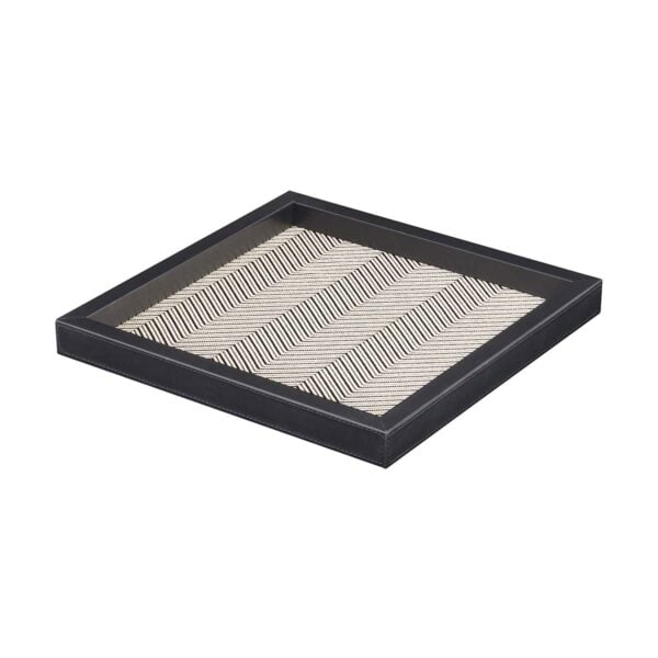 GB-RIVIERE-VPQ-SP-Febe-Tray-RectangularHerringbone-WaxedCotton-FrameLeather-BLK-CUTOUT01-1200x1200-100KB Riviere Febe Leather Tray | Kneen & Co