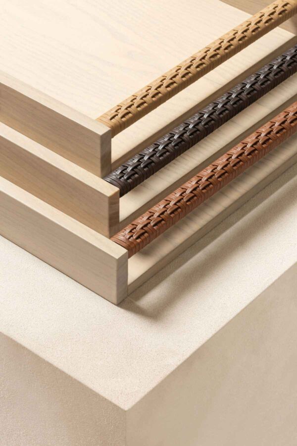 GB-Rivere-GV7-P-GV6-P-GV5-P-DamaTrays-wHndwvn-LtherHandles-RECTANGULAR-RV24-RV08-RV25-ASHWOOD-DETAIL01-1200w-100KB Riviere Collection | Kneen & Co