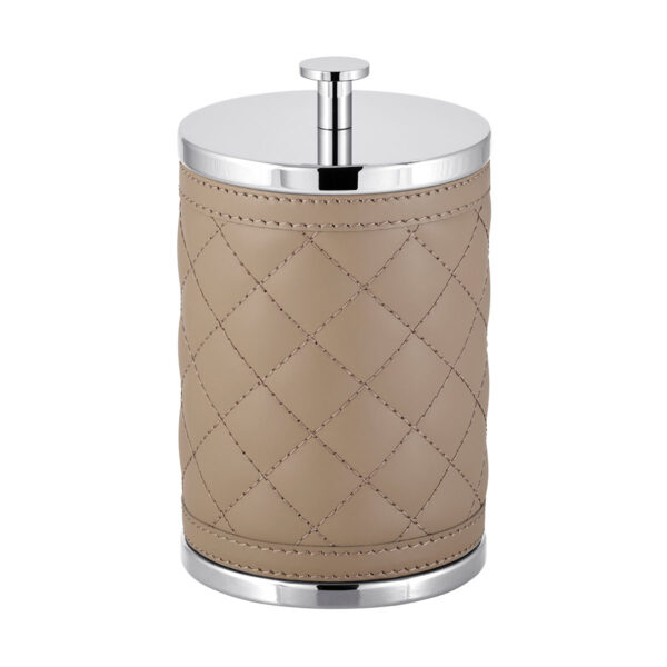 GB-Riviere-BS-LB-PT-Box-Round-Quilted-Leather-Chrome-LG-CUTOUT-TAUPE-1200x1200-100KB Riviere Alghero Diamonds Leather Box | Kneen & Co