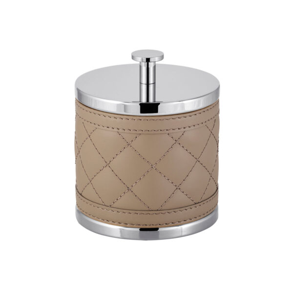 GB-Riviere-BS-SB-PT-Box-Round-Quilted-Leather-Chrome-SM-CUTOUT-TAUPE-1200x1200-100KB Riviere Alghero Diamonds Leather Box | Kneen & Co