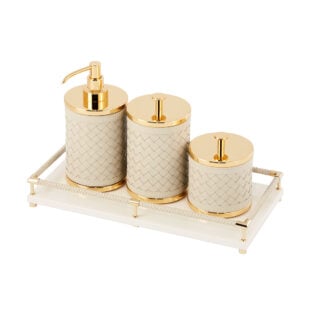 Riviere Alghero Handwoven Leather Bathroom Set | Kneen & Co