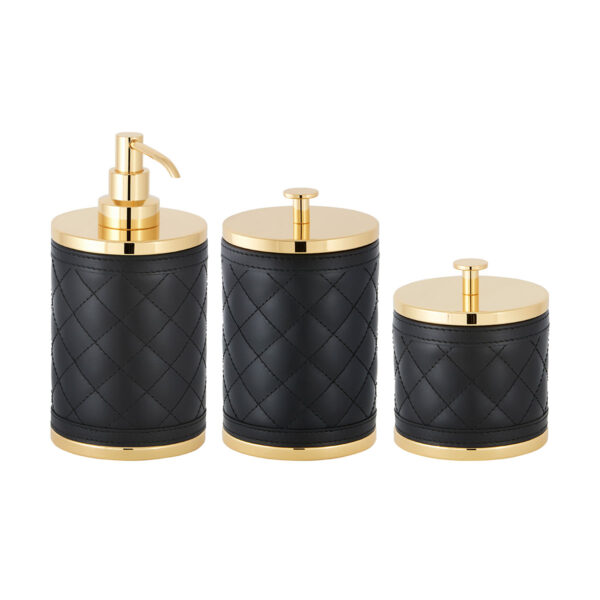 GB-Riviere-BS-SD-PT-BS-LB-PT-BS-SB-PT-AlgheroDiamnds-SoapDispnsr-LGBox-SM-Box-GOLD-BLK-CUTOUT01-1200x1200-100KB Riviere Alghero Diamonds Leather Bathroom Set | Kneen & Co