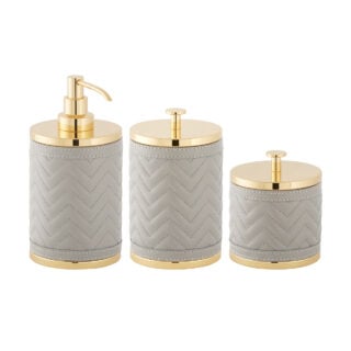 Riviere Alghero Herringbone Leather Bathroom Set | Kneen & Co