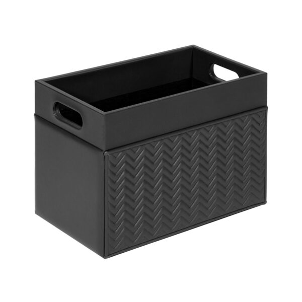 GB-Riviere-PR-TS-Emy-Herringbone-Magazine-Holder-BLACK-CUTOUT01-1200x1200-100KB Riviere Emy Herringbone Leather Magazine Holder | Kneen & Co