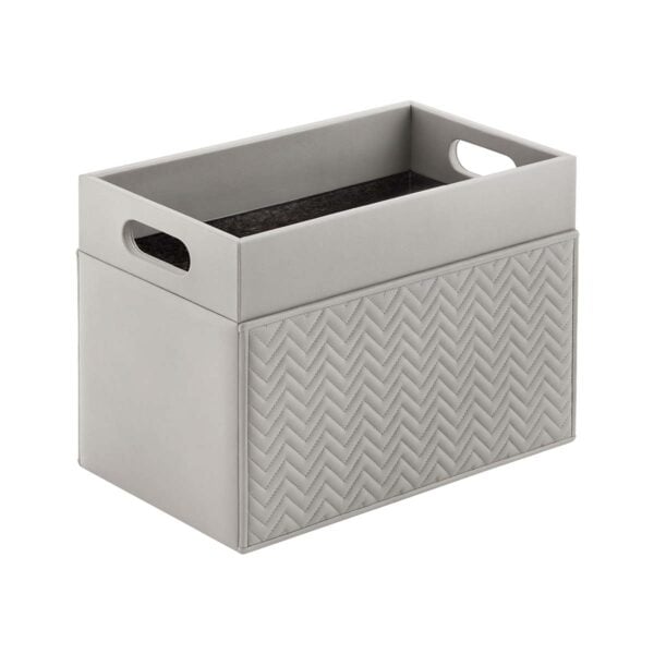 GB-Riviere-PR-TS-Emy-Herringbone-Magazine-Holder-GREY-CUTOUT02-1200x1200-100KB Riviere Emy Herringbone Leather Magazine Holder | Kneen & Co
