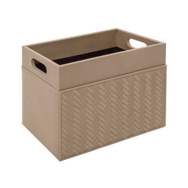 GB-Riviere-PR-TS-Magazine-HolderQuilted-Herringbone-Leather-CUTOUT-TAUPE-1200x1200-100KB Riviere Emy Herringbone Leather Magazine Holder | Kneen & Co