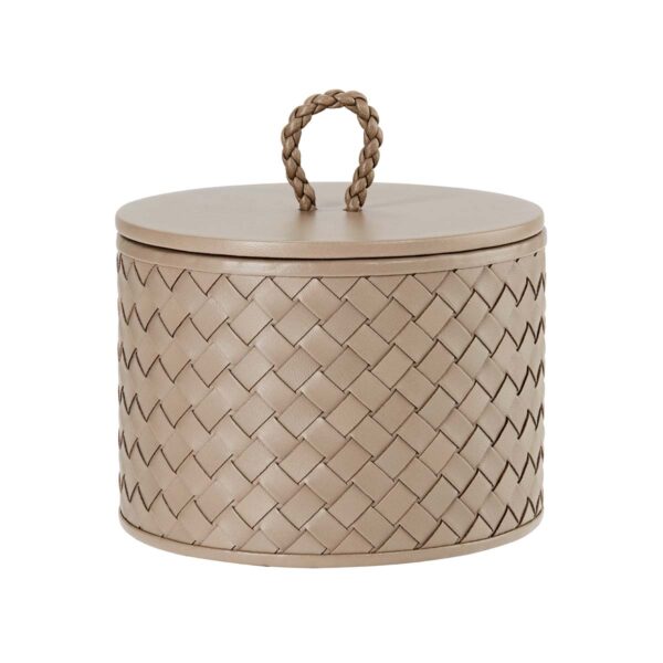 GB-Riviere-RBX1-INT-Box-Leather-Round-With-Lid-Hand-Woven-SM-CUTOUT-TAUPE-1200x1200-100KB Riviere Jana Round Box | Kneen & Co