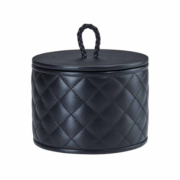 GB-Riviere-RBX1-PT-Jana-DiamndsRoundBox-WithLid-QuiltedPadded-SM-BLACK-CUTOUT01-1200x1200-100KB Riviere Jana Round Box | Kneen & Co
