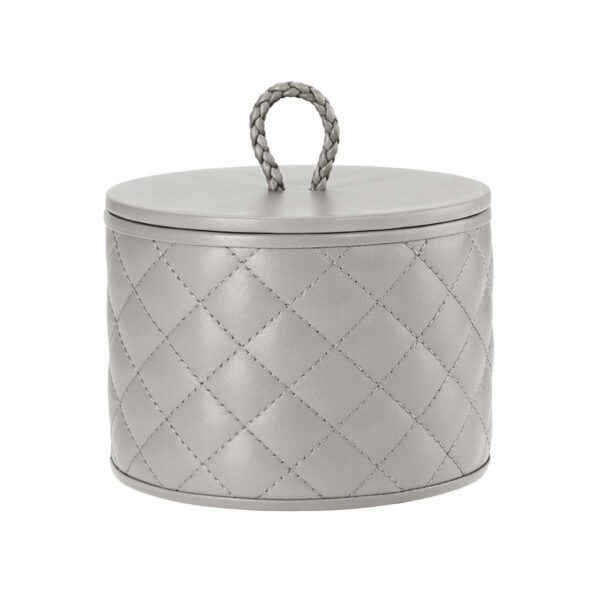 GB-Riviere-RBX1-PT-Jana-DiamndsRoundBox-WithLid-QuiltedPadded-SM-GREY-CUTOUT01-1200x1200-100KB Riviere Jana Round Box | Kneen & Co