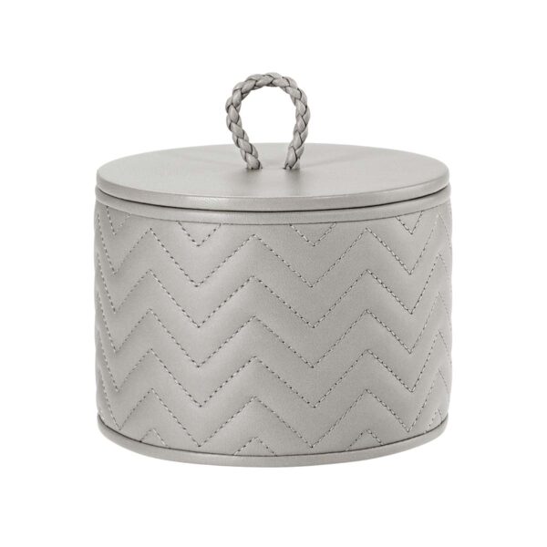 GB-Riviere-RBX1-TS-Jana-HerringboneRoundBox-WithLid-SM-GREY-CUTOUT01-1200x1200-100KB Riviere Jana Round Box | Kneen & Co