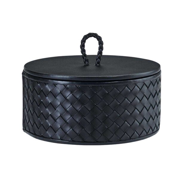 GB-Riviere-RBX2-INT-Jana-HandwovenRoundBox-WithLid-MED-BLACK-CUTOUT01-1200x1200-100KB Riviere Jana Round Box | Kneen & Co