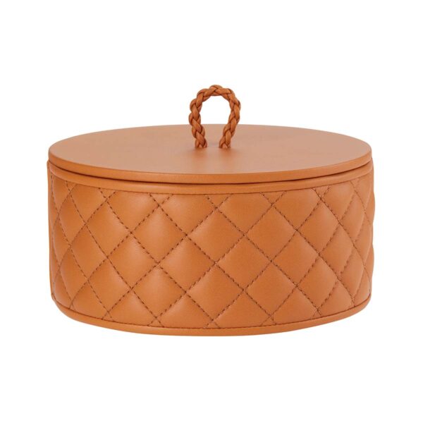 GB-Riviere-RBX2-PT-Box-Round-Leather-WithLid-Quilted-PUMPKIN-CUTOUT-1200x1200-100KB Riviere Jana Round Box | Kneen & Co