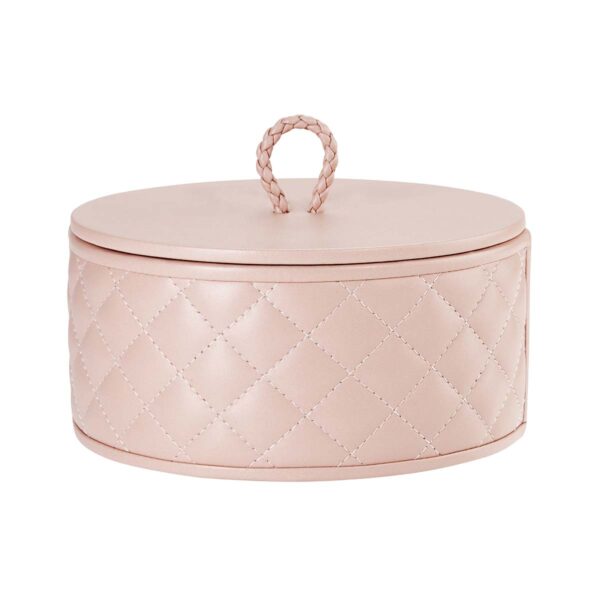 GB-Riviere-RBX2-PT-Jana-DiamndsRoundBox-WithLid-QuiltedPadded-MED-BLUSH PINK-CUTOUT01-1200x1200-100KB Riviere Jana Round Box | Kneen & Co
