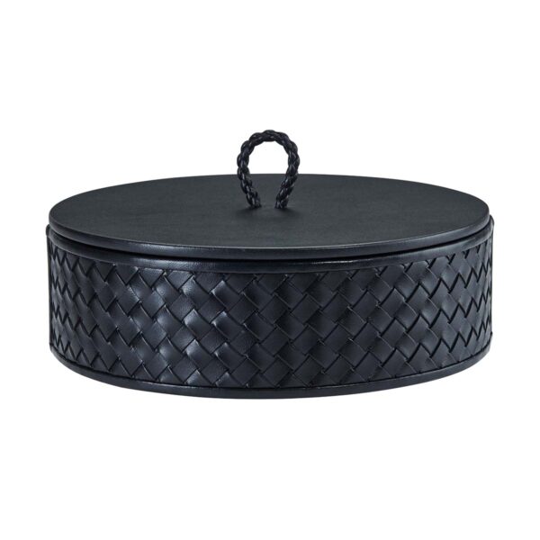 GB-Riviere-RBX3-INT-Jana-HandwovenRoundBox-WithLid-LG-BLACK-CUTOUT01-1200x1200-100KB Riviere Jana Round Box | Kneen & Co