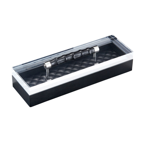 GB-Riviere-S2-PT-BP-La-Diamonds-LongRectangularBox-withLeatherCovered-BAMBOO-Handles-BLK-CUTOUT01-1200x1200-100KB Riviere Lea Rectangular Box | Kneen & Co