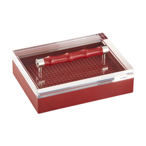 GB-Riviere-S3-INT-BP-Lea-HandwovenRectangularBox-LeatherCovered-BAMBOOHandles-CHERRY-CUTOUT01-1200x1200-100KB Riviere Lea Rectangular Box | Kneen & Co