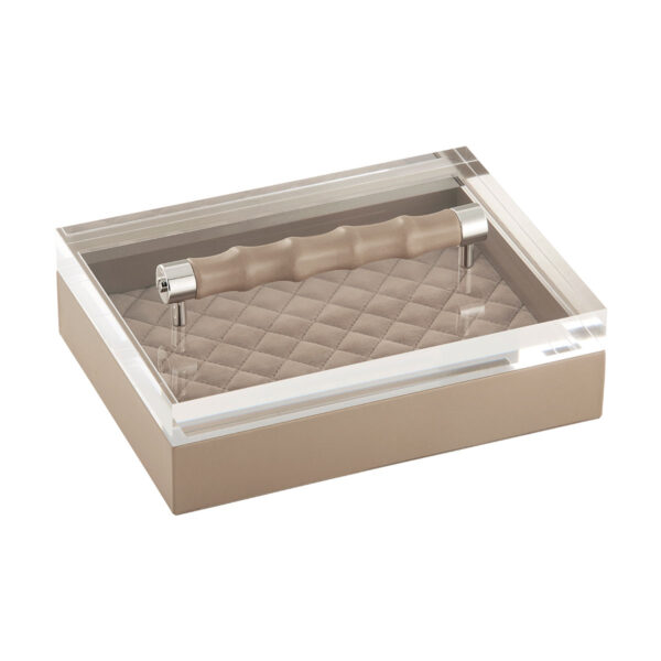 GB-Riviere-S3-PT-BP-Lea-DiamndsRectangularBox-withLeatherCovered-BAMBOOHandles-TAUPE-CUTOUT01-1200x1200-100KB Riviere Lea Rectangular Box | Kneen & Co