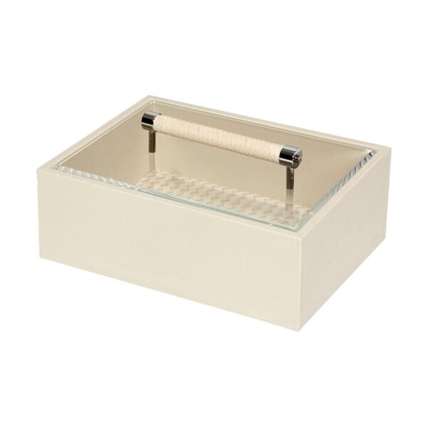 GB-Riviere-S7-INT-P-Diana-HandwovenRectangular-ClosetBox-wLeatherHandle-SM-IVORY-CUTOUT01-1200x1200-100KB Riviere Diana Handwoven Leather Closet Box | Kneen & Co