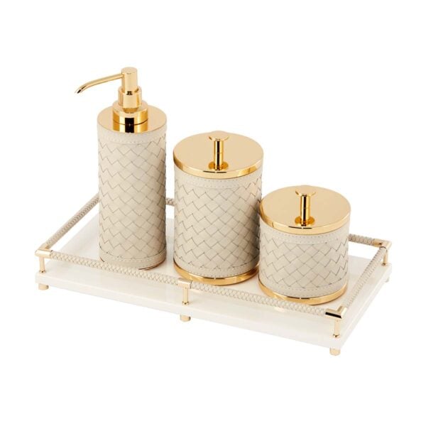 Riviere Alghero Handwoven Leather Bathroom Set | Kneen & Co