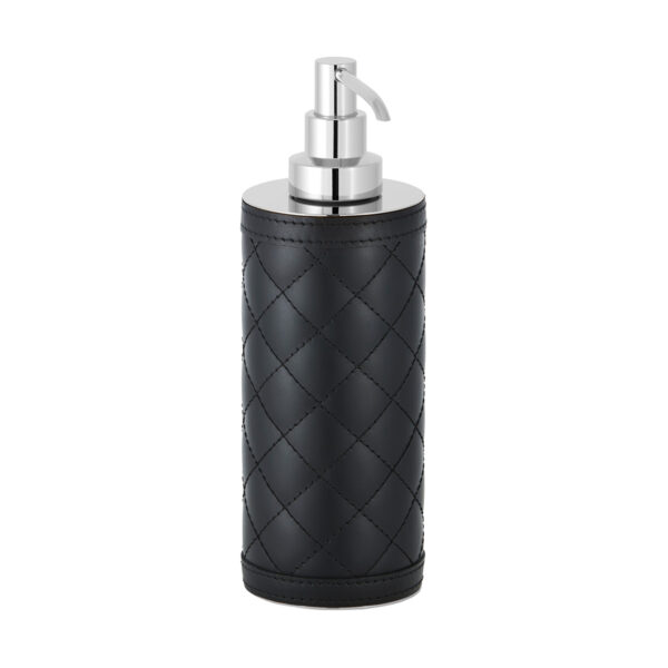 GB-Riviere-SD-PT-AlgheroDiamnds-Tall-SoapDispnsr-CHROME-BLK-CUTOUT01-1200x1200-100KB Riviere Alghero Diamonds Leather Soap Dispenser | Kneen & Co